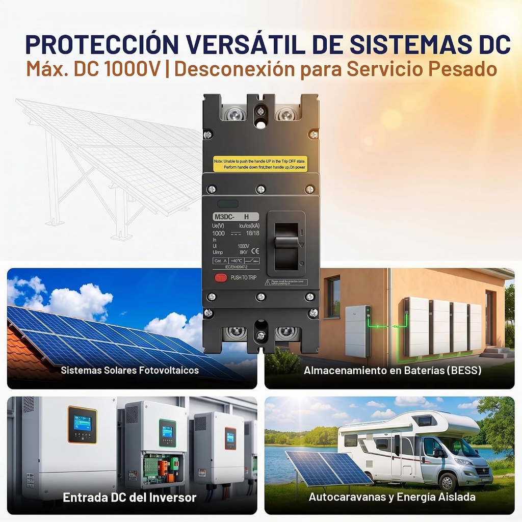 DISYUNTOR MAGNETOTÉRMICO CC 2P 250A 1000V HESCHEN (CAJA MOLDEADA MCCB)